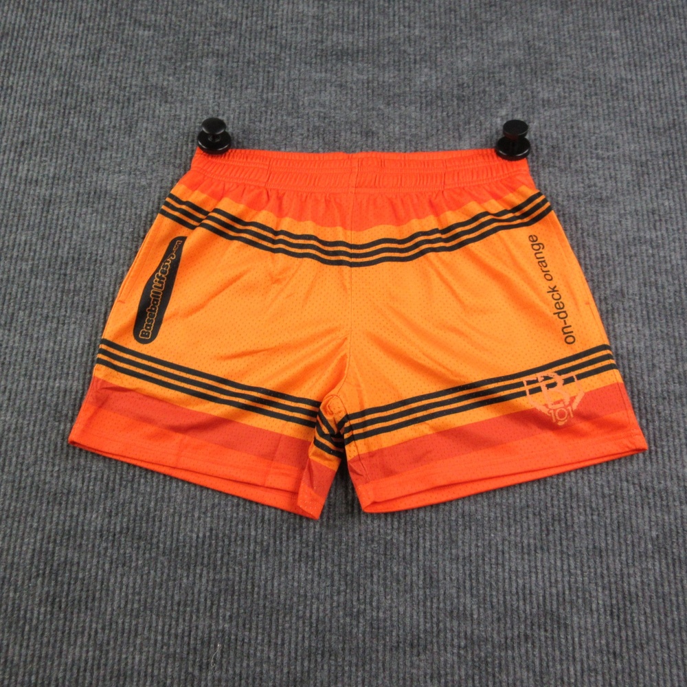 Baseball Lifestyle 101 Shorts Mens M Orange Mesh Crayon On-Deck 31x5* NWT